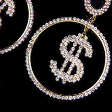 Spoiled Rich Crystal Dollar Dangle Earrings