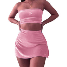 2000's Baby Velour Tube Top & Skirt Set