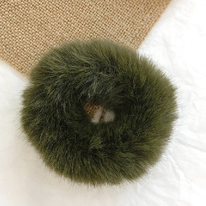 Powder Puff Faux Fur Elastic Hair Band