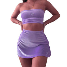 2000's Baby Velour Tube Top & Skirt Set