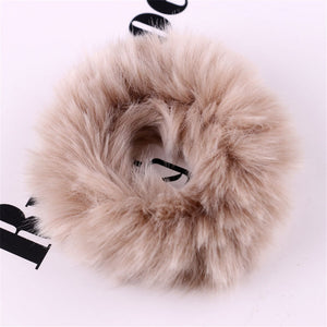 Powder Puff Faux Fur Elastic Hair Band