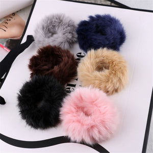 Powder Puff Faux Fur Elastic Hair Band