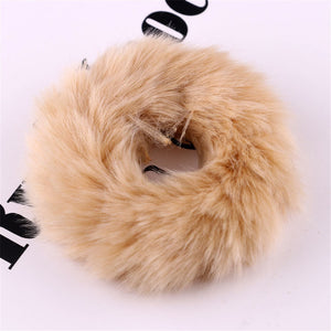 Powder Puff Faux Fur Elastic Hair Band