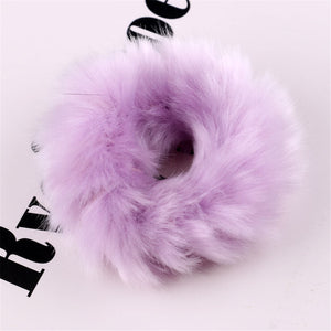 Powder Puff Faux Fur Elastic Hair Band