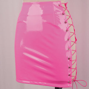 So Seductive Leather Lace Up Skirt