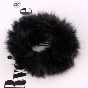 Powder Puff Faux Fur Elastic Hair Band