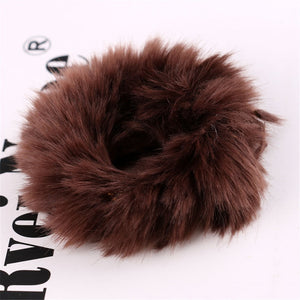 Powder Puff Faux Fur Elastic Hair Band