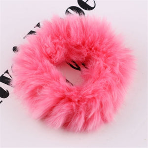 Powder Puff Faux Fur Elastic Hair Band