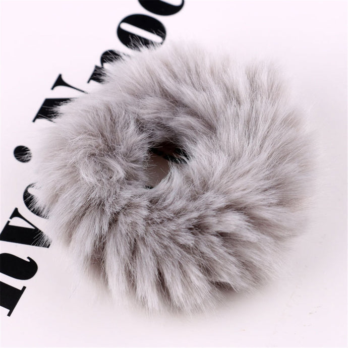 Powder Puff Faux Fur Elastic Hair Band