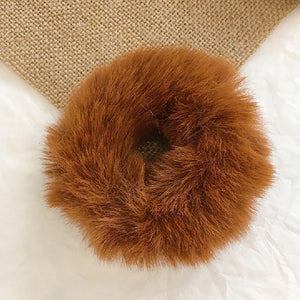 Powder Puff Faux Fur Elastic Hair Band