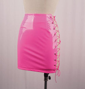 So Seductive Leather Lace Up Skirt