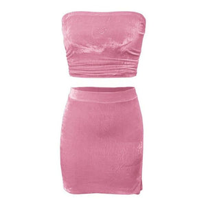 2000's Baby Velour Tube Top & Skirt Set