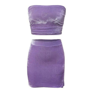 2000's Baby Velour Tube Top & Skirt Set