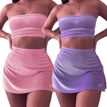 2000's Baby Velour Tube Top & Skirt Set