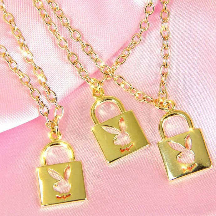 Ins Hot Playboy Bunny Lock Necklace Key Stainless Gold For Women Couple  Necklaces Harajuku Gothic Unisex Lovers Couple Rabbit Collares Mujer From  Abrandjewelry, $15.94 | DHgate.Com