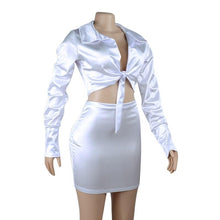 Santana Satin Tie Top And Skirt Set