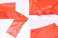 Santana Satin Tie Top And Skirt Set