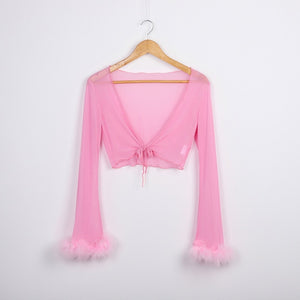Playmate Boa Tie Top
