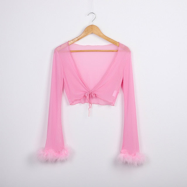 Playmate Boa Tie Top