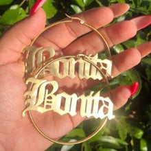 Custom Name Hoop Earrings (Gold Plated)
