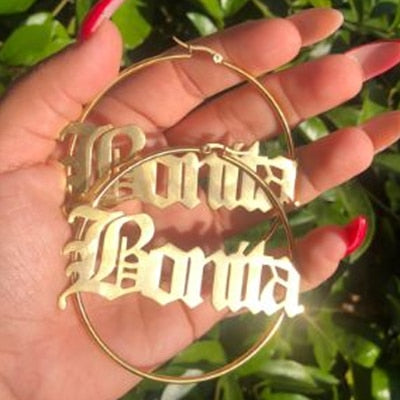 Custom Name Hoop Earrings (Gold Plated)