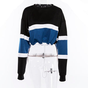 True Stripe Drawstring Crop Sweatshirt