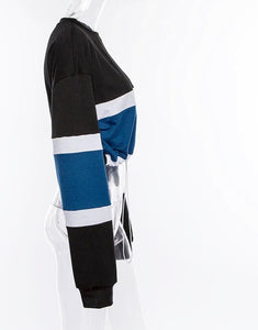 True Stripe Drawstring Crop Sweatshirt