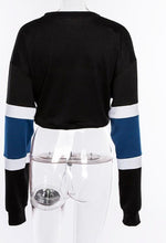 True Stripe Drawstring Crop Sweatshirt