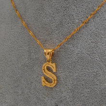 Gold Initial Ridge-Cut Necklace
