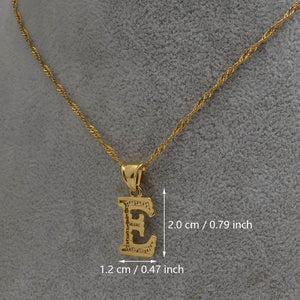 Gold Initial Ridge-Cut Necklace