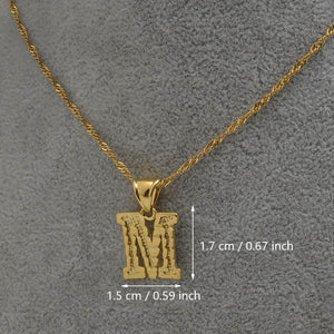 Gold Initial Ridge-Cut Necklace