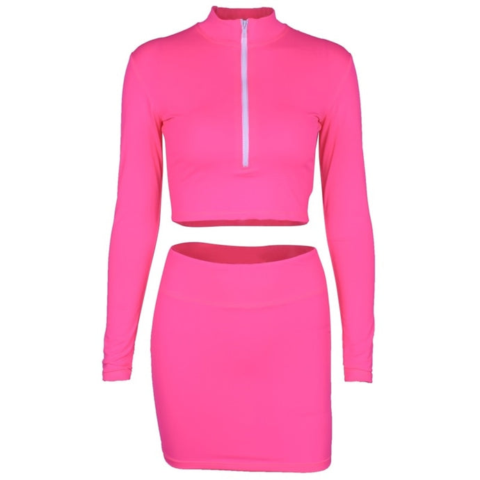 Neon Athletic Mini Skirt Set