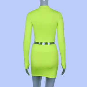 Neon Athletic Mini Skirt Set