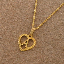 Ridge-Cut Heart Initial Pendant Necklace