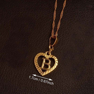 Ridge-Cut Heart Initial Pendant Necklace