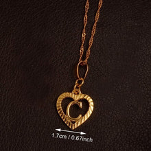 Ridge-Cut Heart Initial Pendant Necklace