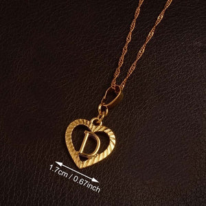 Ridge-Cut Heart Initial Pendant Necklace