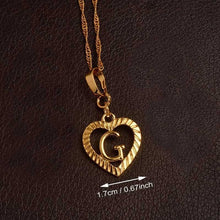 Ridge-Cut Heart Initial Pendant Necklace