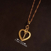 Ridge-Cut Heart Initial Pendant Necklace