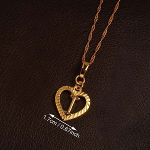 Ridge-Cut Heart Initial Pendant Necklace