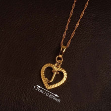 Ridge-Cut Heart Initial Pendant Necklace