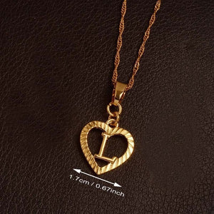 Ridge-Cut Heart Initial Pendant Necklace