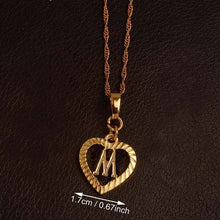 Ridge-Cut Heart Initial Pendant Necklace