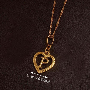 Ridge-Cut Heart Initial Pendant Necklace