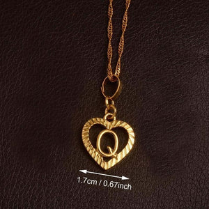 Ridge-Cut Heart Initial Pendant Necklace