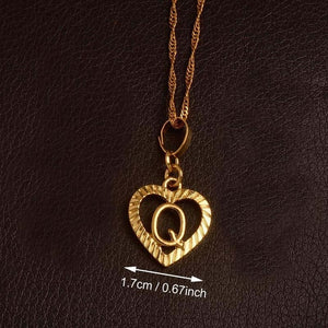 Ridge-Cut Heart Initial Pendant Necklace