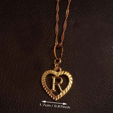 Ridge-Cut Heart Initial Pendant Necklace