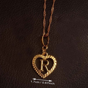 Ridge-Cut Heart Initial Pendant Necklace