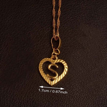 Ridge-Cut Heart Initial Pendant Necklace