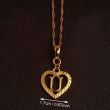 Ridge-Cut Heart Initial Pendant Necklace